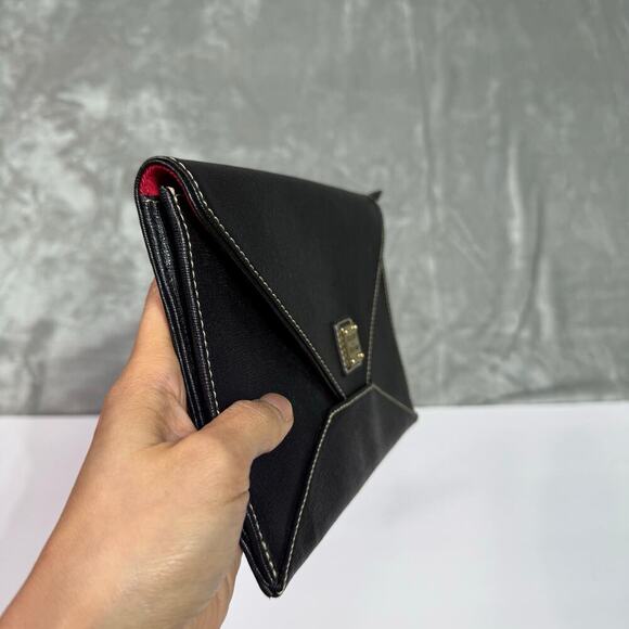 New Dooney & Bourke Envelope Slim Leather Wallet Black Organizer Clutch 9x6 - Picture 4 of 13